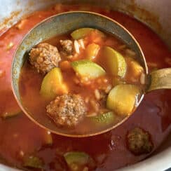 Lebanese Koosa Soup with Meatballs