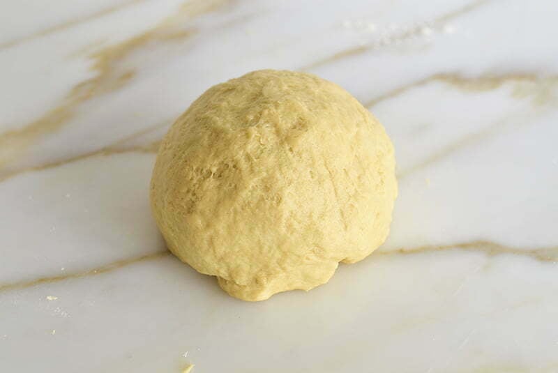 Dough ball on the counter for kneading