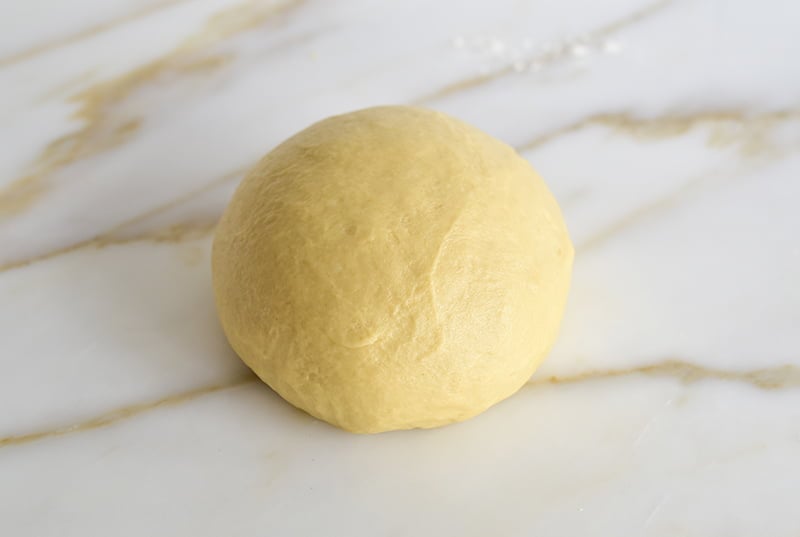 Smooth dough ball on the counter