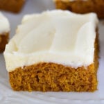 frosted pumpkin bars with white frosting