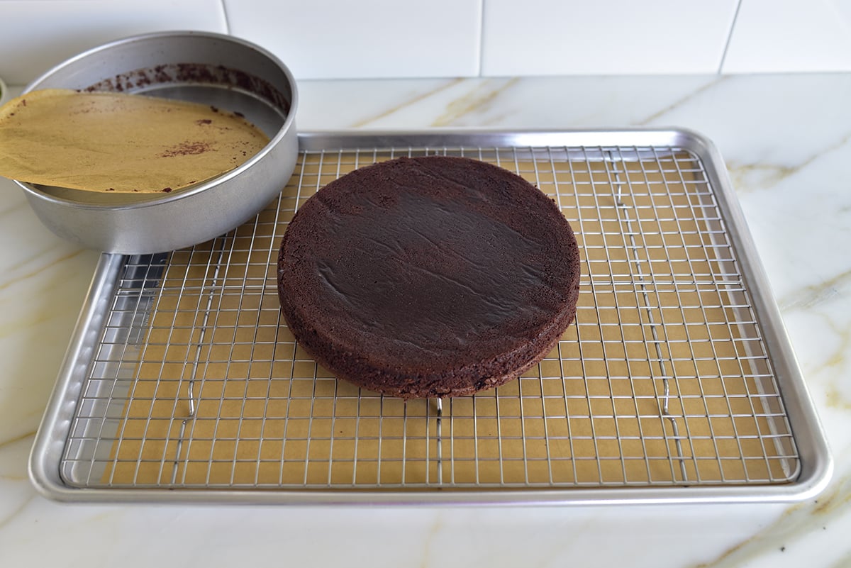 round cake out of a pan on a wire rack