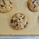 salted chocolate chip cookie on parchment paper