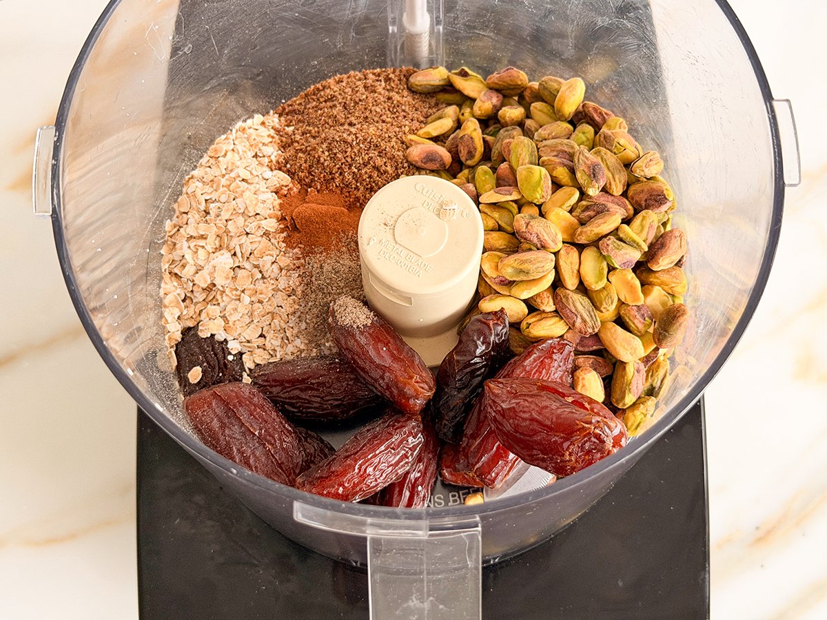 ingredients for energy bites in the food processor