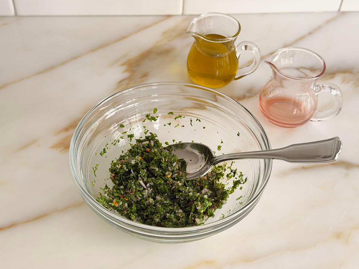 Chimichurri sauce with vinegar